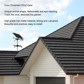 Iron Crow Weathervane Wind Vane for Garden Farmhouse Decor, Durable Metal Weather Vane Outdoor Decoration