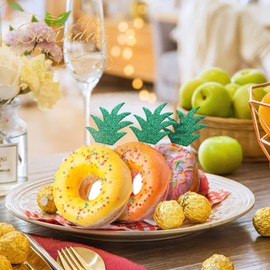 48 piezas de decoración para tartas de piña, diseño de rosquilla, piña y piña, para decoración de tartas tropicales hawaianas