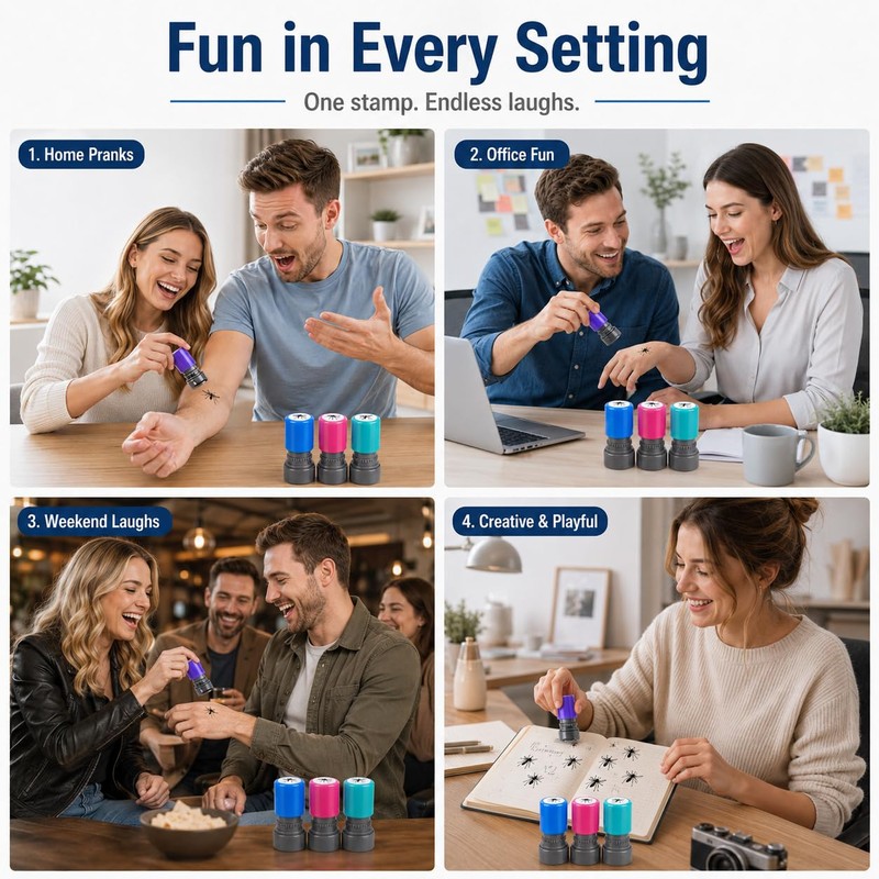 4 PCS Mosquito Stamp Prank Set, 4 Different Bug Patterns