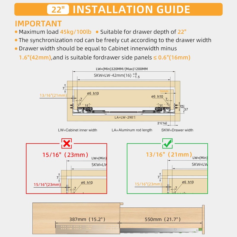 SIGOE Push to Open & Soft Close Undermount Drawer Slide