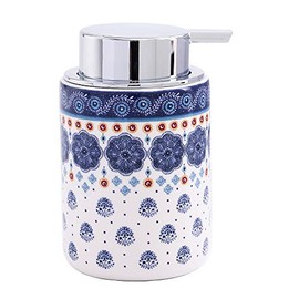 Bico Blue Talavera Ceramic 12oz Soap Dispenser with Removable Pump, Ideal for Kitchen, Bathroom, Lotion and Essential Oil