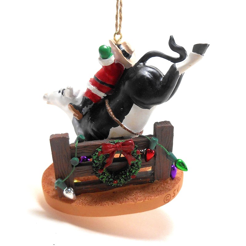 Cape Shore Santa Riding Bull Ornament, 3.5-inches, Multicolor, Resin