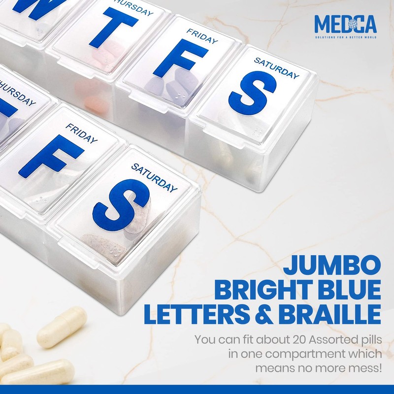 MEDca 7-Day Pill Planner - Extra Large Pill Organizer with