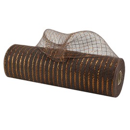 MEEDEE Chocolate Deco Mesh 10 Inch Metallic Brown Deco Mesh Ribbon Fall Mesh for Wreaths, Christmas Tree, Garland, Staircase, Mailbox, Swag, Decorating and Crafts (30 Feet)