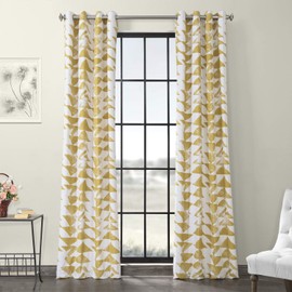 HPD Half Price Drapes PRTW-D35-120-GR Grommet Printed Cotton Twill Curtain (1 Panel), 50 X 120, Triad Gold
