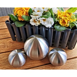 Jürgen Bocker Garden Ambiente Decorative Baubles Set of 3 Stainless Steel 15/10/10 cm Matt Brushed Decorative Ball Stainless Steel Ball