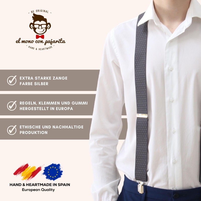 El mono con pajarita Handmade Suspenders for Men. Men's Braces
