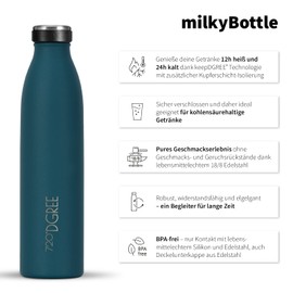 720°DGREE Stainless Steel Drinking Bottle ‘milkyBottle’ - 500 ml - Perfect for Children, BPA-Free, Leak-Proof, Suitable for Carbonated Drinks - Small Thermos for Carbonated Drinks, Sports, School, Fitness