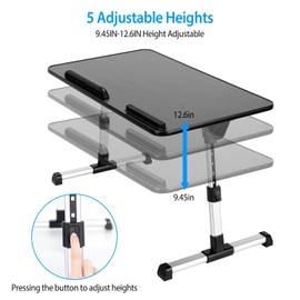 TeqHome Foldable Laptop Stand Height Angle Adjust Notebook Bed Desk Breakfast Reading Table for Sofa Couch Floor Dormitory