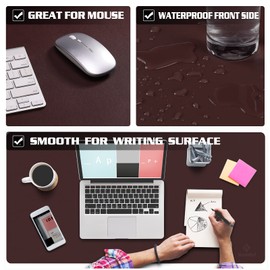 K KNODEL Non-Slip Desk Mat, Leather Desk Pad, Desk Blotter, Desktop Mat for Desk, Large Desk Protector Mat, Office Computer and Laptop Mat for Desk, Writing Mat (35.4"x17", Brown)
