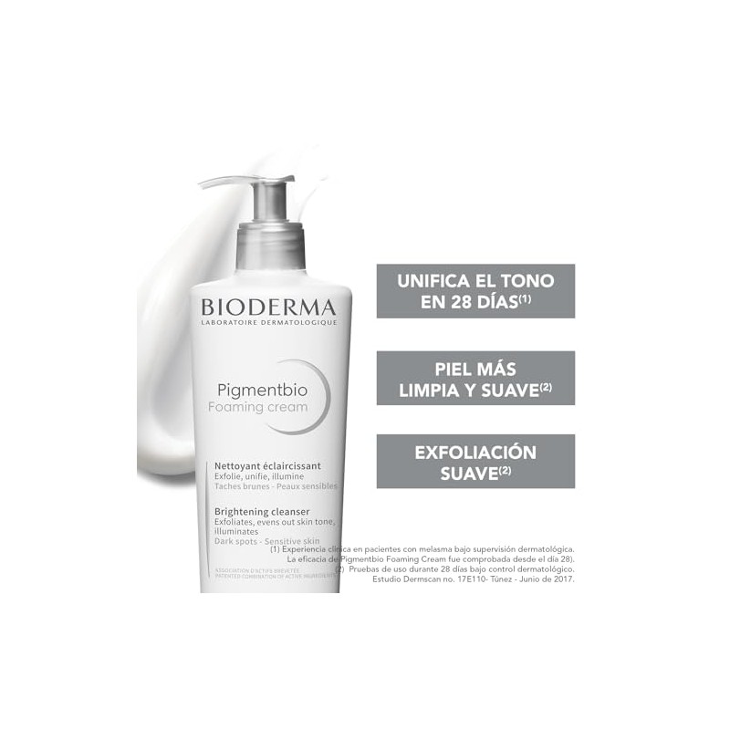 BIODERMA, Limpiador Exfoliante, Pigmentbio Foaming Cream, Jabón en Crema Exfoliante