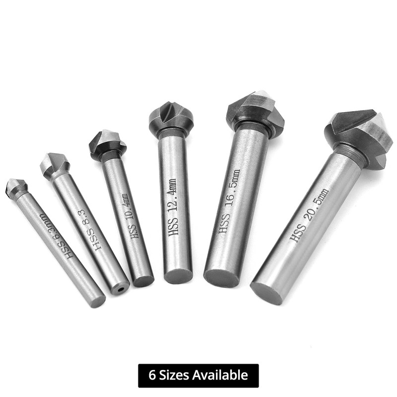 QWORK® Countersink 90° 6.3-20.5 mm HSS Steel Countersink Drill Bit