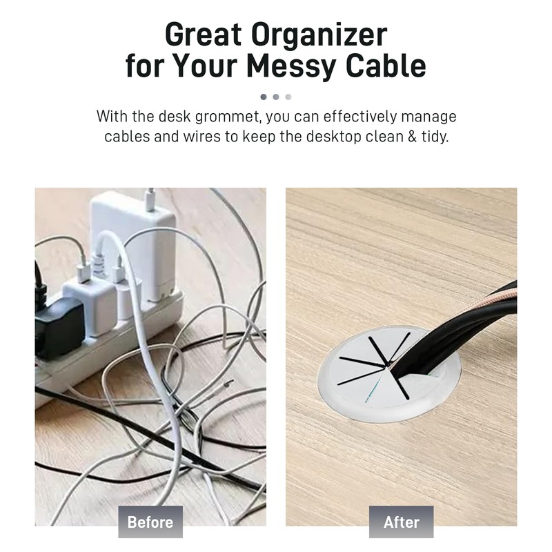 AACGIN Desk Grommet 2 Inch(50mm) 2PCS Flexible Desk Hole Cover