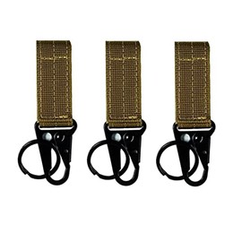 3-Piece Tactical Nylon Webbing Buckle Carabiner Molle Belt Clip Key Buckle, Suitable for Outdoor Sports(Khaki)