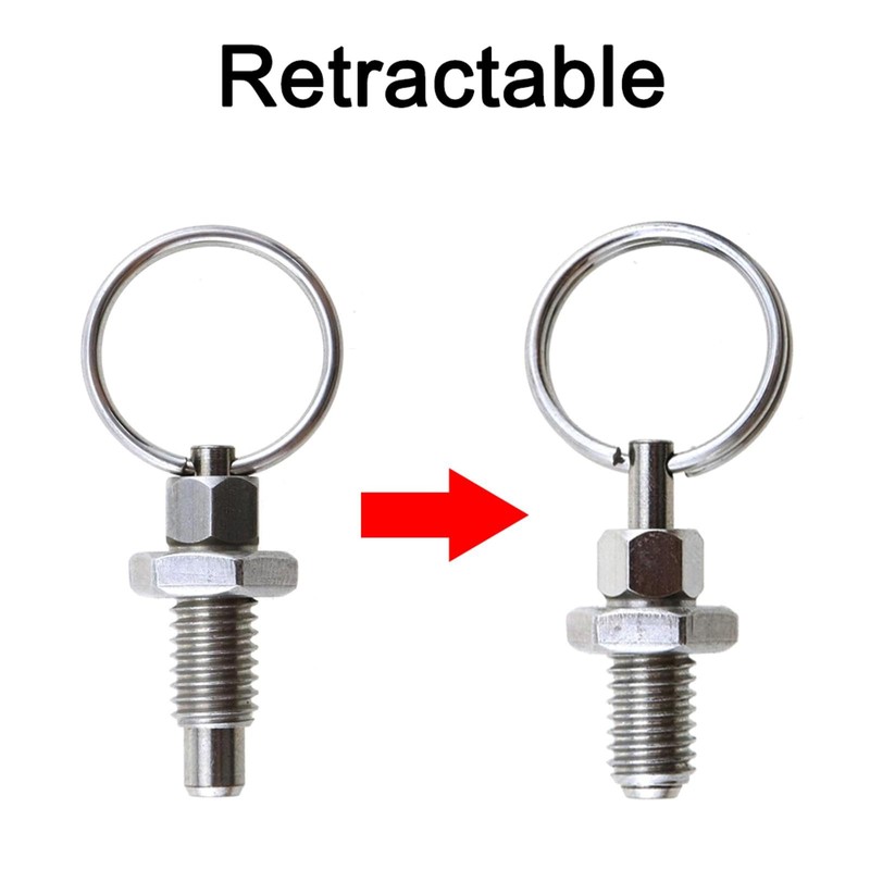 2 Pieces Locking Bolt with Pull Ring, Stainless Steel Spring