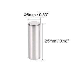 TOP-VIGOR 15Pcs 8mm x 25mm Dowel Pins Shelf Support Pegs, 304 Stainless Steel Cylindrical Shelf Support Pin Fasten Elements Silver Tone