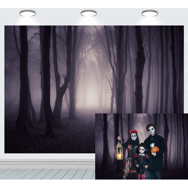 INRUI Halloween Mist Dark Forest Photography Background Magic Witch Wizard