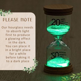 20 Minutes Glow in The Dark Wooden Sand Timer Hourglass Luminous Sandglass Timer Colorful Sand Clock Time Telling Accessory for Toothbrush Games Classroom Office Cooking Home Decor(Blue)