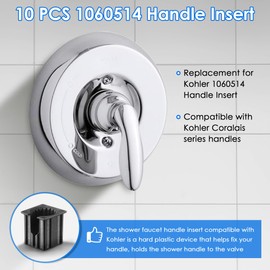 Dreyoo 10 Pcs Shower Faucet Handle Insert Compatible with Kohler, 1.5cm x 1.4cm x 1.2cm Shower Handle Parts Compatible with Kohler 1060514, Nickel Chrome Plated, Easy to Install