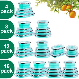 12 Pack Collapsible Food Storage Containers With Lids, Collapsible Storage Containers Sets Silicone Collapsible Bowls For Camping, RV Accessories, Travel Trailer Must (Mixed oz) (12)