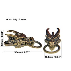 Knife Lanyard Beads Paracord Beads Luck Four Beasts, Casted Copper Charms Beads Dragon Head Beads for EDC 550 Paracord DIY Accessories ST#80