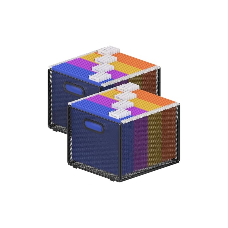 2 Pack Hanging File Organizer, File Folder Organizer Box Filing