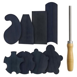 HERMIT TOOLS Pack of 9 Multi-Shape Cabinet Scraper for Woodworking (9, 1 Burnisher+2Rectangle+1Curved+1Gooseneck+2Concave+2Convex)