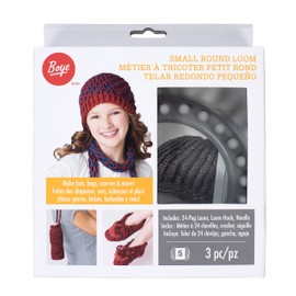 Boye Plastic Round Loom Knitting Set Craft Accessory, 24 Pegs and 5.5" Diameter, Multicolor 4 Piece