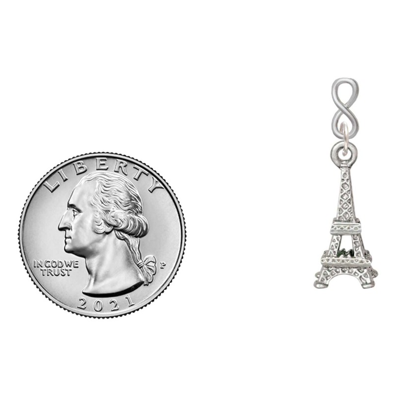 Delight Jewelry Silvertone 3-D Eiffel Tower Silvertone Infinity Post Earrings