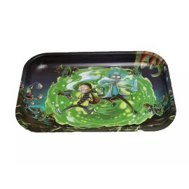 Metal tray decorative plate green hole funny Cartoon style 11" X 7.5" snack tray