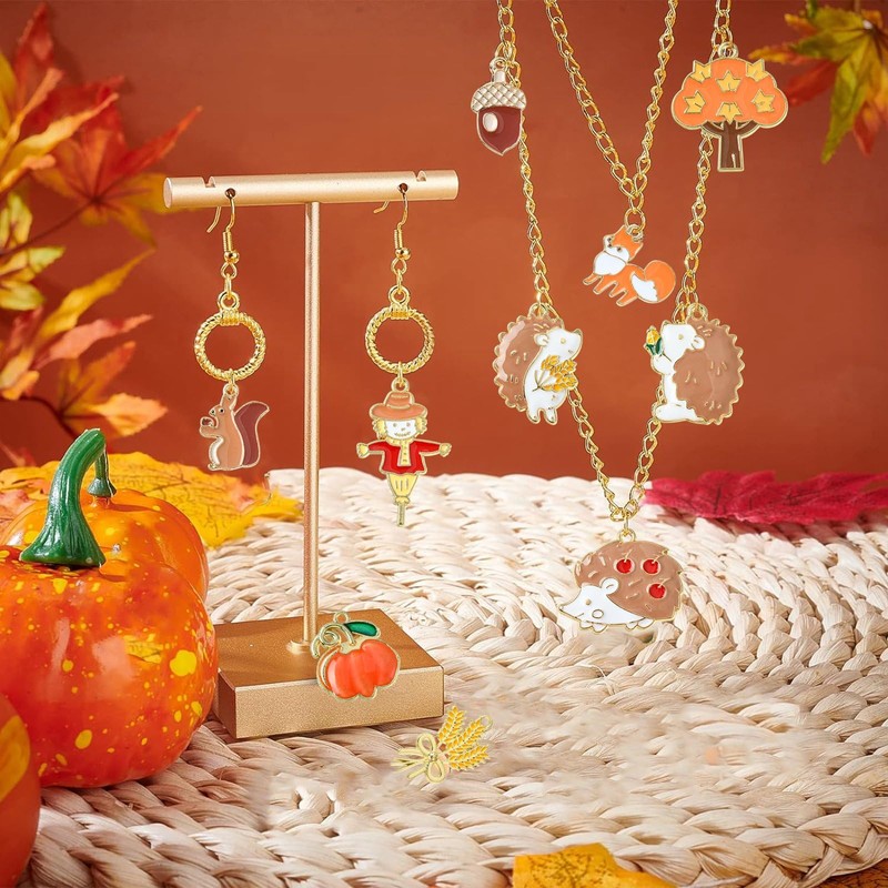 Stiesy 40Pcs 10 Style Enamel Autumn Theme Charms Pendants Squirrel