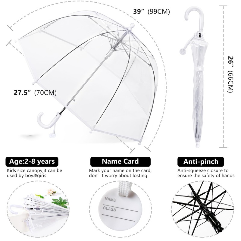 KOULONGDAMI Kids Clear Umbrella for Rain Dome Bubble Umbrellas Windproof