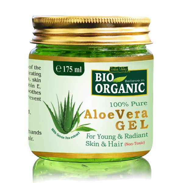 Indus Valley Bio Organic Non-Toxic Aloe Vera Gel for Acne, Scars, Glowing & Radiant Skin Treatment-175ml