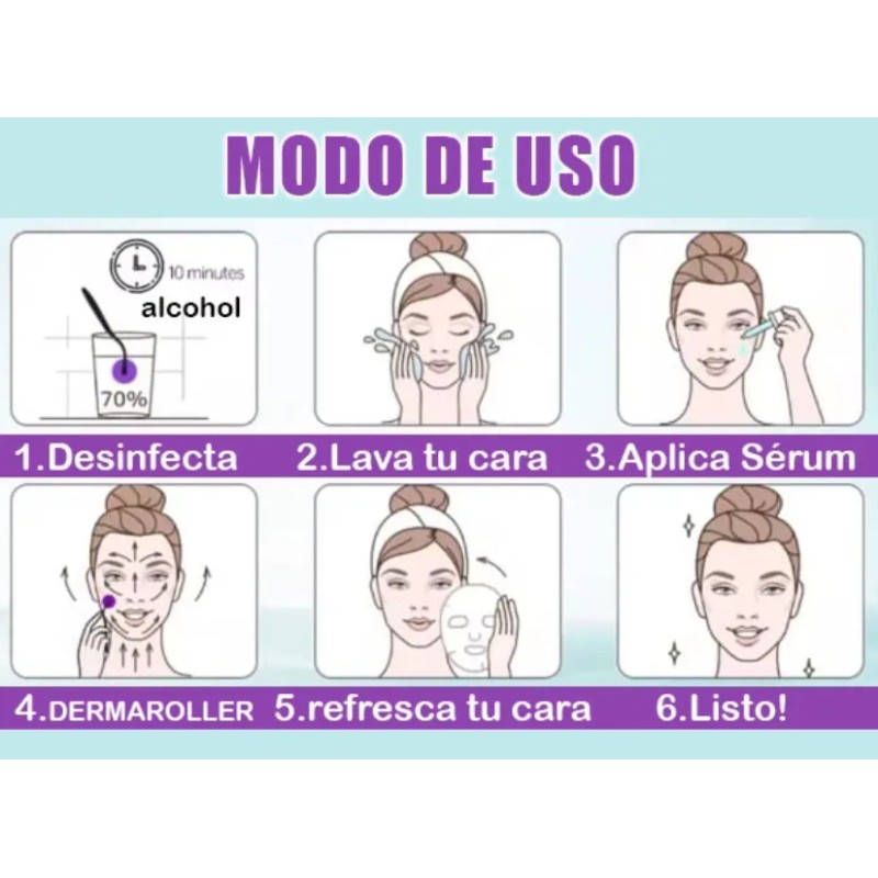 2 Piezas Dermaroller 0.25 Mm Barba Facial Cabello Ra01 Am7