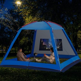CAMPMORE Screen House 10 x 10 Ft 6 Person Weatherproof Camping Canopy Camping Tent Screen Shelter Gazebos for Patios Outdoor Activities, 10'X10'X84in(H), Blue