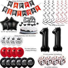 Balloons 11th Birthday Decoration Red Black Party Decoration for 11 Years Balloons for Boy Girl Party Decoration