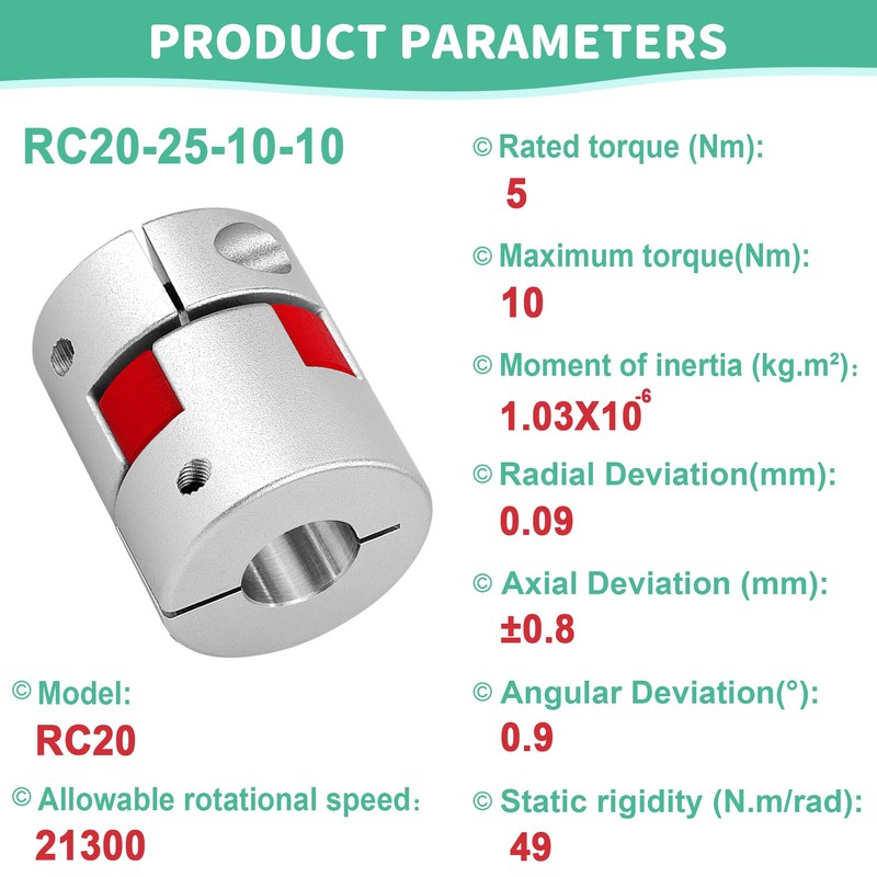 Shaft Coupling 10 mm to 10 mm Waves Flexible Elastic