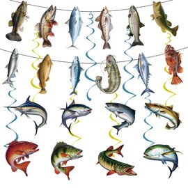 Gone Fishing Party Decorations Supplies - 10 Pcs Fish Banner Swirls Garland For Adults Kids Fisherman Competition Tournament Retirement Barbecue Outdoor Fishing Theme Birthday Party Celebration Decor