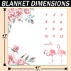 PHMOJEN Baby Monthly Milestone Blanket, Pink Flamingo Floral Growth Chart