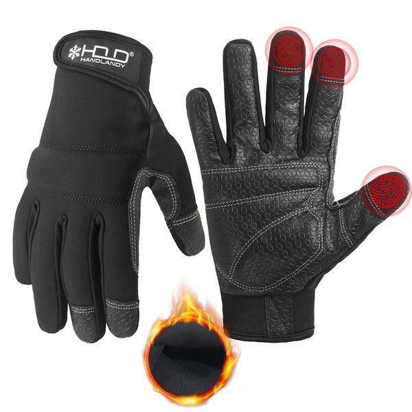 HANDLANDY Winter Work Gloves with Grip for Men & Women,