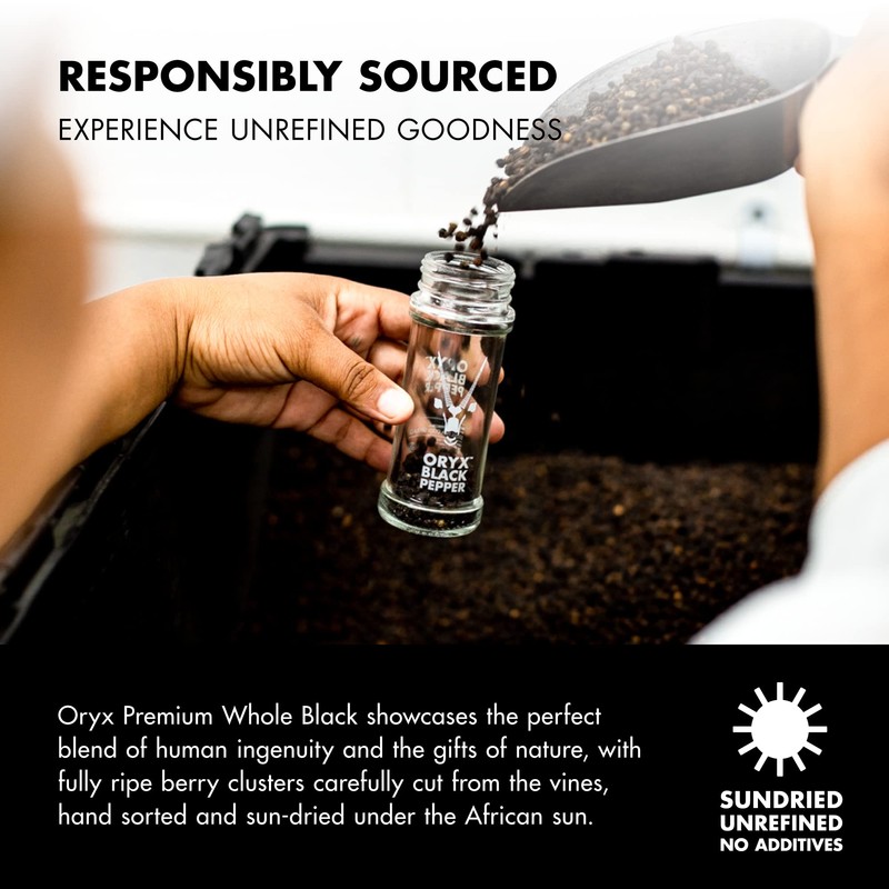 Oryx Black Pepper Mill - Ceramic Pepper Grinder Refillable -