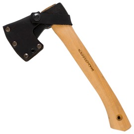 Condor Tool & Knife Scout Hatchet 1 Lb W/Leather Sheath - 1060 High-Carbon Steel Survival Hatchet with American Hickory Handle - Perfect for Camping, Survival, Firewood Splitting & Outdoor Crafting