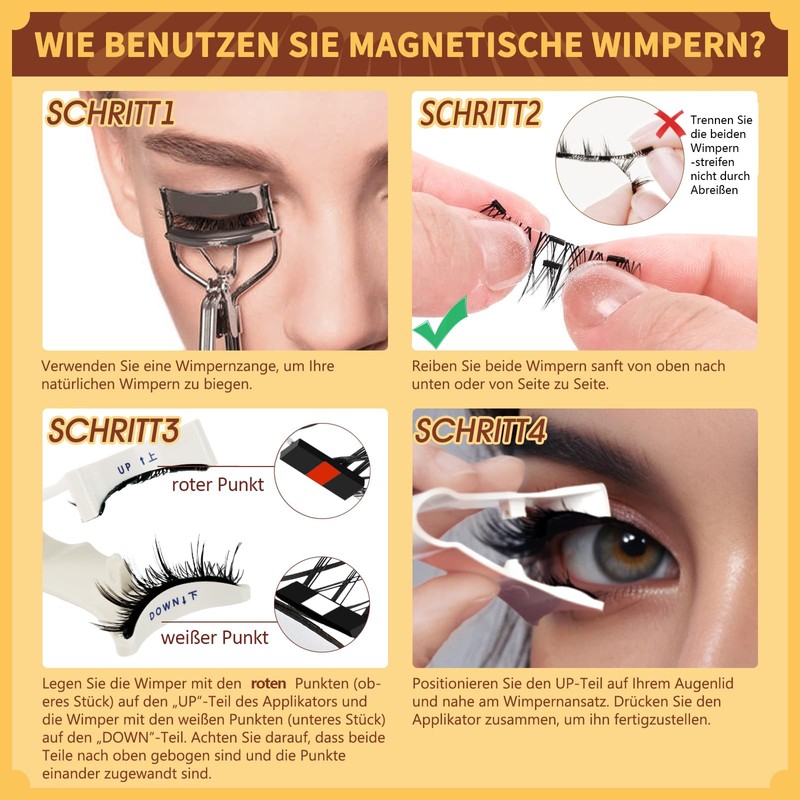 QUEWEL Natural Look Magnetic Eyelashes with Applicator Easy to Use