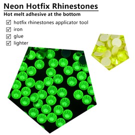 Blinginbox Hotfix Rhinestones for Clothes,1440pcs Hot Fix Rhinestones Crystal Gems for Crafts Decoration, Citrine Neon, SS10