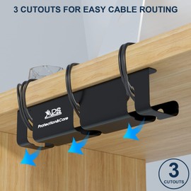 APS Cable Management Under Desk Electrical Wire Tray Perfect Standing Desk Cable Organizer to Hide Cables&Power Strips for Home Office Dorm Bathroom and More Rack (Black)