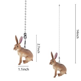 Dotlite Rabbit Ceiling Fan Pull Chain,Cute Realistic Easter Bunny Fan String Pulls Charm Extension Decorative,12in 3mm Diameter Beaded Fan Light Pull Chains Extender Ornaments for Kids Room