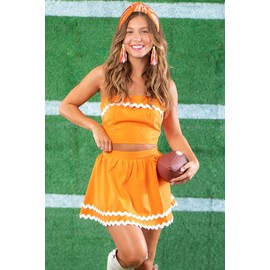 ARATLENCH Game Day Headband Football Team Spirit Orange White Sequins Earrings Football Mom Accessories Game Day Outfits for Women