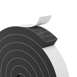 Bantie 1"×2" EVA Foam Strips with Adhesive Weather Stripping Tape Larger Foam Weather Stripping Strip for Large Gap Insulation (1"×2",6.5FT,Black)