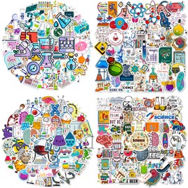 200 Pcs Natural Sciences Stickers Physics Biology Chemistry Experiment Waterproof Vinyl Stickers Student Science Laboratory Sticker for Laptop, Waterbottle, Phone, Skateboard, Teacher Students