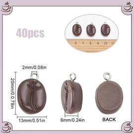 SUNNYCLUE 1 Box 40Pcs Coffee Bean Charm Imitation Food Charms Bulk Small Resin Coconut Brown Drink Charms for jewellery Making Charms DIY Crafts Necklace Bracelets Earring Beginners Women Beginners